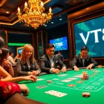 Players enjoying a thrilling game at the VT88 casino table with vibrant chips and dramatic lighting.