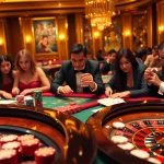 S88 nhà cái players enjoying an exciting face-paced game night at a luxurious casino environment.