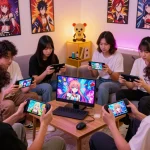 Players enjoying engaging porno games in a cozy gaming setup with vibrant visuals