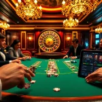 Vivez des moments palpitants dans un casino en ligne français avec des jetons de poker et une roulette.