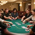 Explore the exciting action of poker at 99win com, with players engaged and chips being placed.