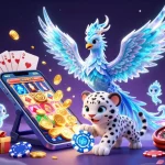 Engage in thrilling gameplay with free credit 918kiss, featuring an ice phoenix, poker chip, and dynamic slot elements.