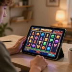 Engaged player exploring slot bonus 100 on a tablet during an exciting online gaming session.