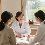 Expert consultation at 수원한의원, showcasing tranquil healing space and compassionate practitioner.