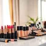 Wholesale makeup suppliers showcase vibrant products in a stylish setting.
