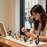 Luxury 시계 레플리카 displayed in chic boutique, creating an appealing shopping atmosphere.