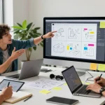 Dynamic team collaboration using mixboard ai on a digital canvas in a modern workspace