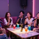 Enjoying a lively night at 인천쓰리노 with friends in a vibrant private room.