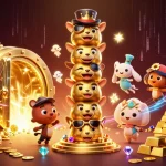 Scopri i bookmaker non AAMS sicuri con il totem dorato e tesori scintillanti in un'illustrazione casinò accattivante.