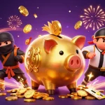 Experience xóc đĩa excitement with golden coins cascading around a dynamic casino scene.