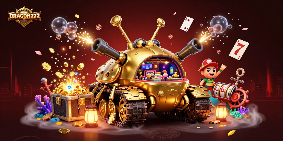 Spin slots and win big with DRAGON222 in this vibrant casino-themed 3D illustration.