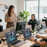 Collaboration at Dreambox Studio Sg in a vibrant creative workspace.