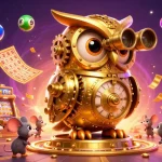 Experience the thrill of 8kbet with a vibrant casino scene featuring an owl and animated elements.