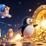 Explorez le site casino en ligne avec le pingouin d'or et les trésors scintillants.