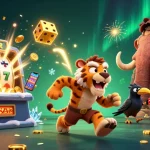 Experience thrilling moments with 7meter in this exciting prehistoric casino scene bursting with action!