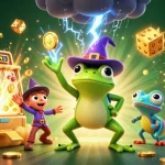 Plongez dans l'univers du casino en ligne paysafecard avec une illustration dynamique de personnages animés et de machines à sous.