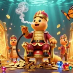Catch the rtp slot action with a vibrant scene of a caterpillar hookah-master and treasure.