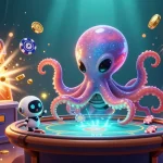 Découvrez l'excitation des jeux de casino en ligne avec un poulpe extraterrestre et des jetons de poker captivants.