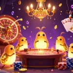 Experience the thrill of the budi4d link casino with vivid glowworms lighting up games and glowing coins.