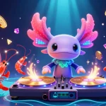 Scopri i siti scommesse non AAMS attraverso un'illustrazione 3D vivace che mostra un DJ e animali marini in azione.