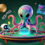 I migliori casino online non AAMS offrono giochi emozionanti, come mostrato dalla scena con un polpo alieno e un robot.