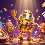 Jouez au casino en ligne avec des symboles de jackpot et un golem doré animé.