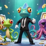 Découvrez l'excitation des casinos en ligne avec une illustration captivante de personnages dynamiques.