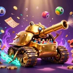 Gioca in un casino non AAMS con un fantastico carro armato dorato, pieni di palline della lotteria colorate.