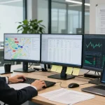 Expert financial analyst conducting asset tracing analysis in a modern corporate office.