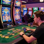 Experience thrilling excitement at credit card casinos with vibrant gaming floors and engaging players.