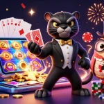 Vivez l'univers fascinant du casino en ligne avec notre illustration 3D captivante, mettant en scène des personnages animés au cœur de l'action.