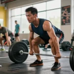 Bodybuilder lifting weights showcasing Deus Medical Steroids for optimal performance and strength training.