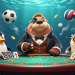 Jouer au casino en ligne avec un phoque en habit, un pingouin croupier et un poisson-globe bluffeur sous l'eau.
