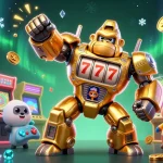 Menangkan permainan bandar slot dengan ikon mesin slot dan pemandangan menarik.