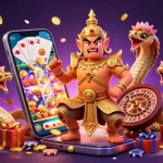 Experience thrilling Raja Game fun with a vibrant illustration of online casino excitement and dynamic gaming elements.
