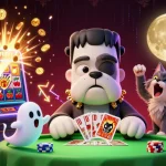 Experience thrilling games with yaar win as Frankenstein bulldog deals cards amid exploding slots!