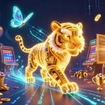 Experience immersive action with slot depo 5k in a vibrant casino scene featuring a neon golden tiger and jackpot elements.