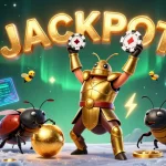 Remportez gros avec ce casino en ligne illustrant un scarabée triomphant et des éléments crypto