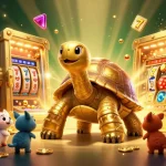 Célébrez le casino en ligne avec la tortue en or et des machines à sous pétillantes.