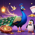 Jouez au casino en ligne avec un paon aristocratique, un pingouin majordome et des pierres précieuses scintillantes.