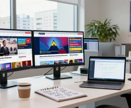 Real-time news updates at https://www.theindaily.com in a vibrant newsroom setting showcasing a journalist in action.