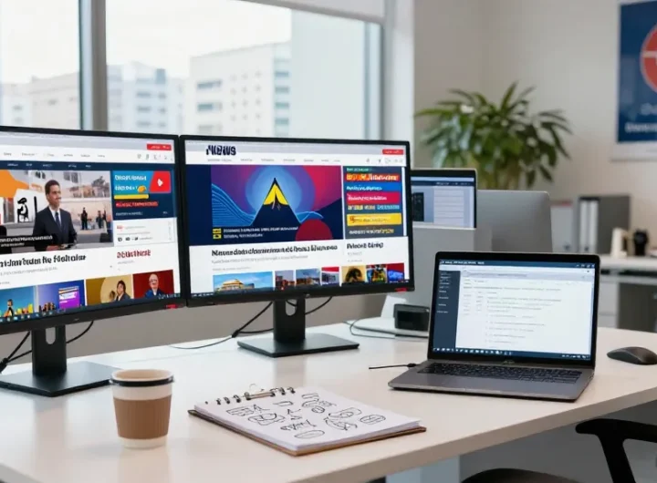 Real-time news updates at https://www.theindaily.com in a vibrant newsroom setting showcasing a journalist in action.